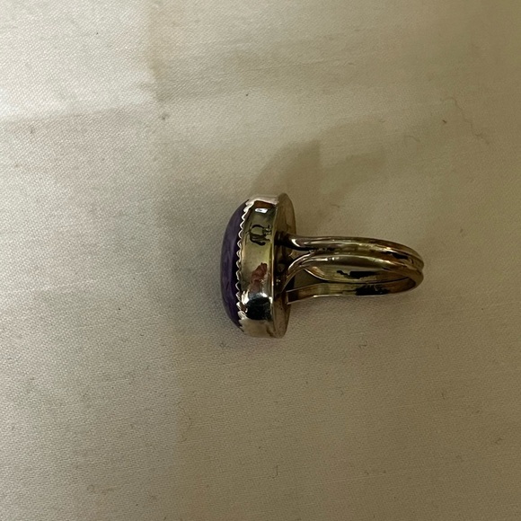 Navajo Charoite and Sterling Artist Marked  PP Ring Sz 5.5 EUC - Picture 7 of 11